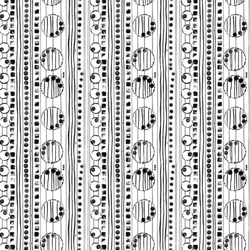Cool Breeze - Fair - White - Black lines, circles & squares on white