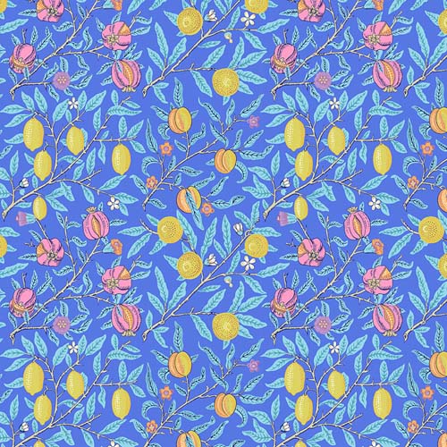 Kaffe x Morris & Co. - Fruit - Cobalt - branches & fruit on dark blue