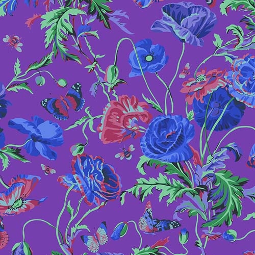 Meadow - Purple - August 2022 - flowers, butterflies & bees - Kaffe Fassett