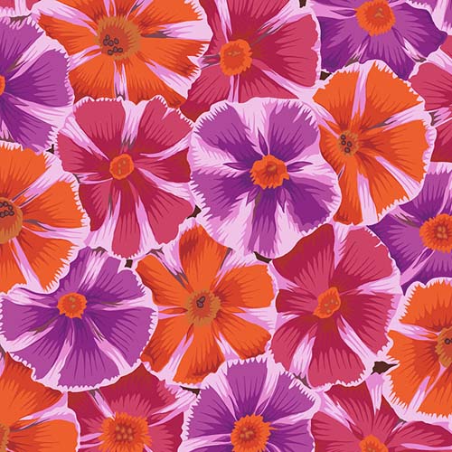 Pinwheels - Red - August 2022 - packed flowers in pinks & reds - Kaffe Fassett