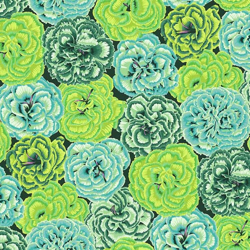 Kaffe Collective - August 2025 - Picotee Carnations - Green- lime, aqua & green