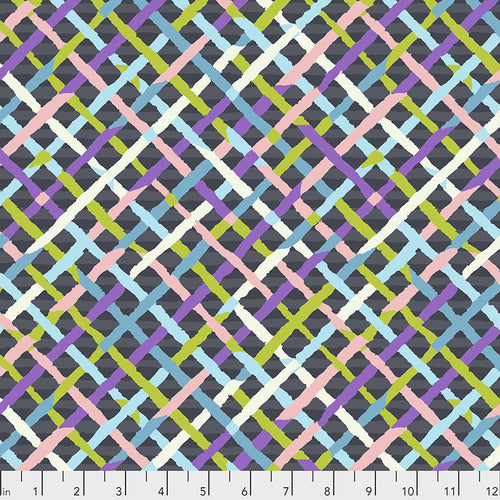 Mad Plaid - contrast, multi on grey by Brandon Mabley-Kaffe Fassett Collective