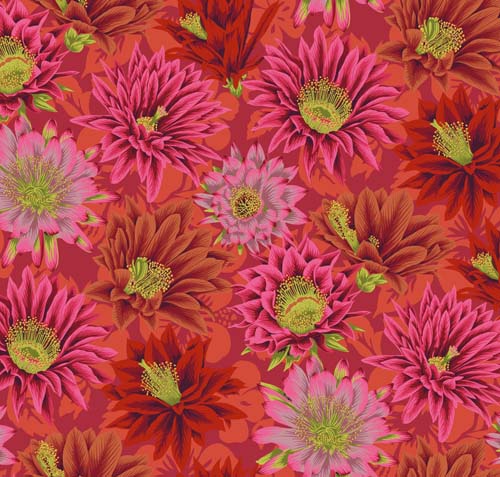 Cactus Flower - Red - Large Floral in Reds & Oranges-Kaffe Fassett Collectiv