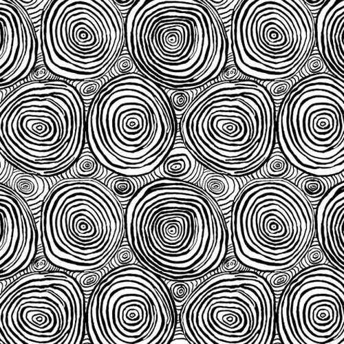 108" Backing Fabric - Onion Rings - Black - Black circles on white - Kaffe