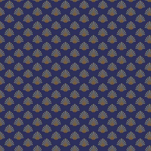 Vintage Cloth - Sails - Vondel blue fan motif on dark blue