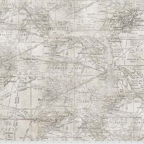 Monochrome - Expedition - Parchment - collage of maps by Tim Holtz
