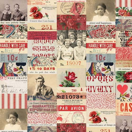 Tim Holtz Palette Red -Collage - collage photo, cards, tickets, etc.