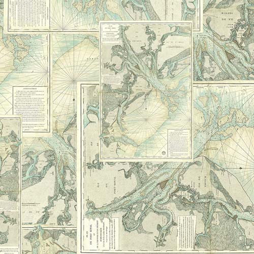 Tim Holtz Palette Teal - Map - pale teal, green & gray maps