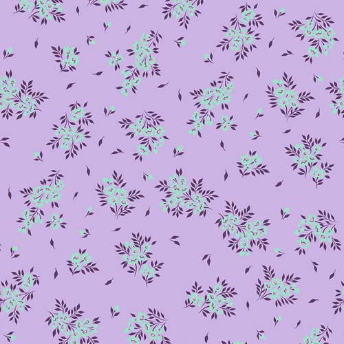 Tula's True Colors - What a Ditz - Viola- aqua flowers on purple - Tula Pink