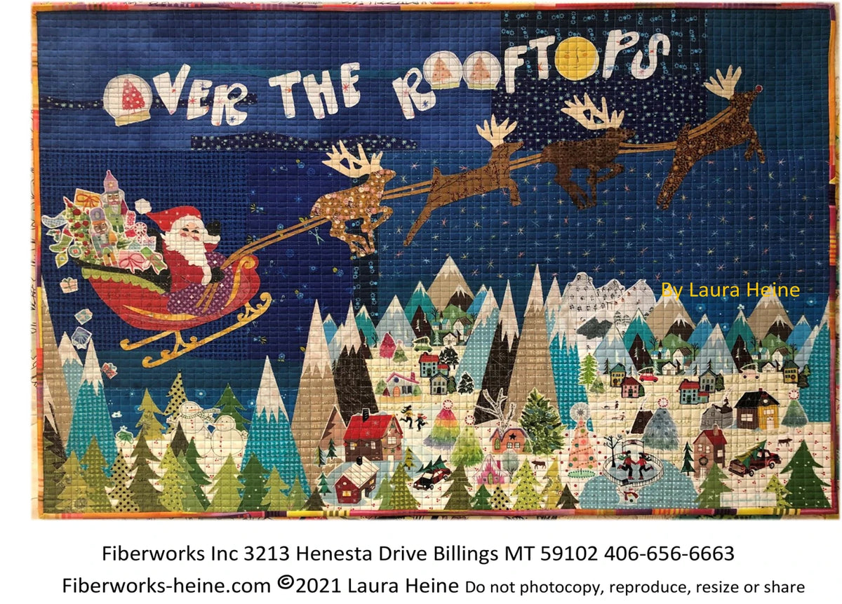 Over the Rooftops - collage Santa - by Laura Heine