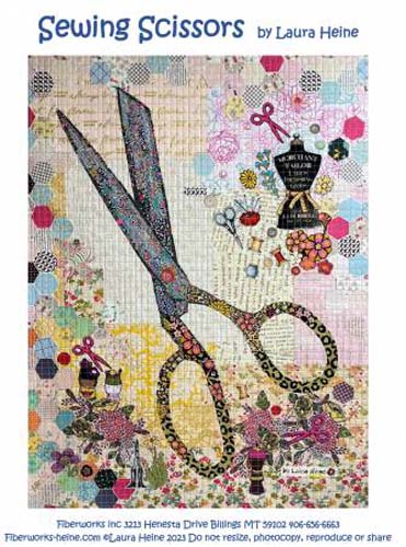Sewing Scissors - scissors Collage Pattern - 18 x 24 - by Laura Heine