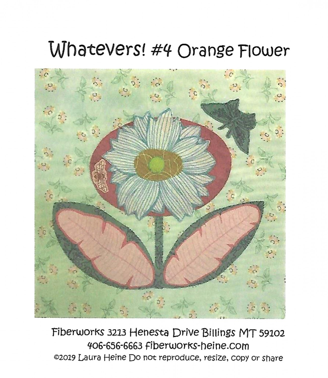 Whatevers! #4 Orange Flower-8in. Finished Block by Laura Heine of Fibe