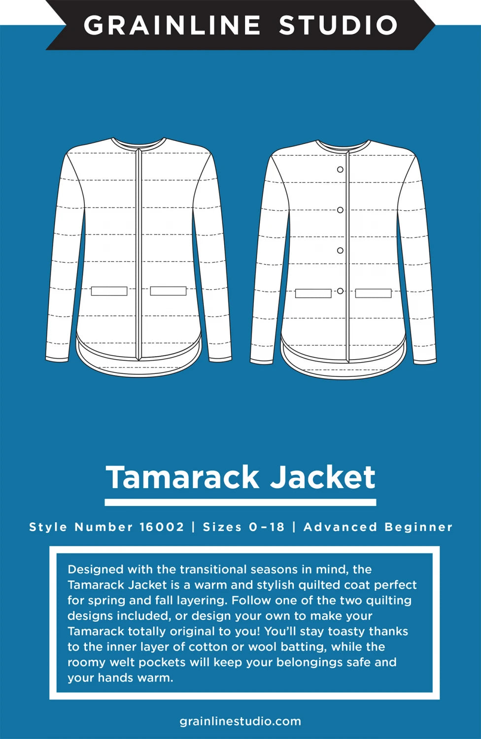 Tamarack Jacket - Quilted Coat0-18 Pattern from Grainline Studio