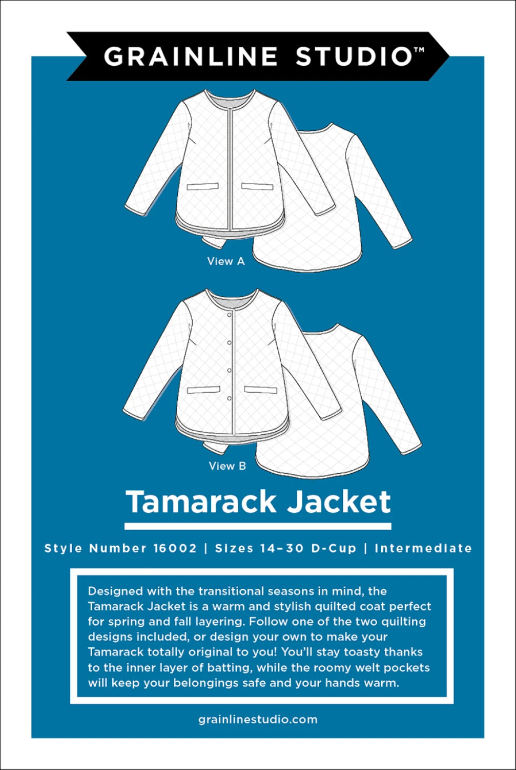 Tamarack Jacket - Quilted Coat14-30 Pattern from Grainline Studio