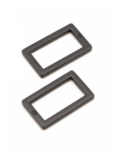 Rectangle Ring - Black Metal - 2 - 1 inch flat Rectangle rings byAnnie.com