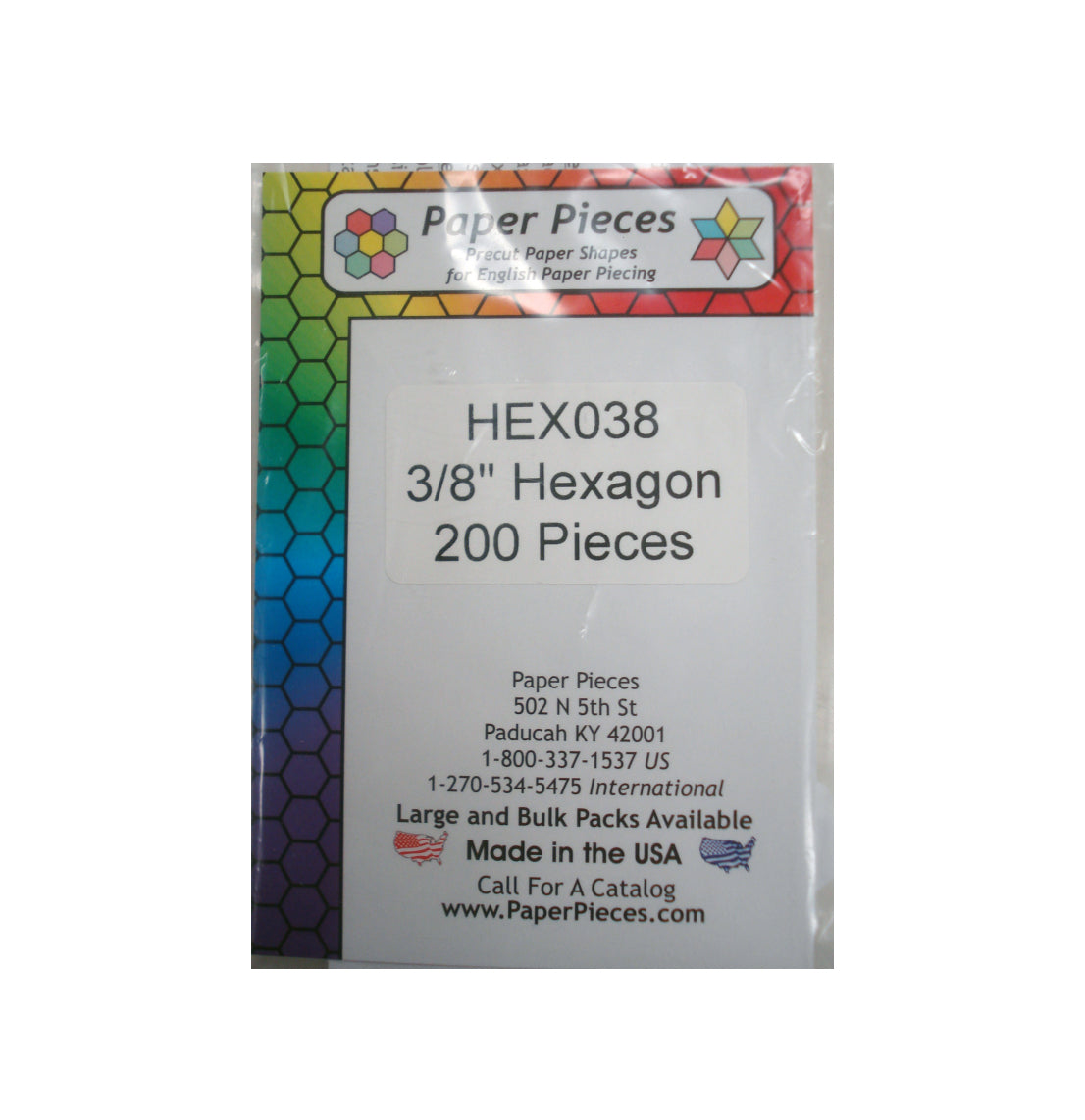 Paper Pieces - 3/8" Hexagon200 Pieces -