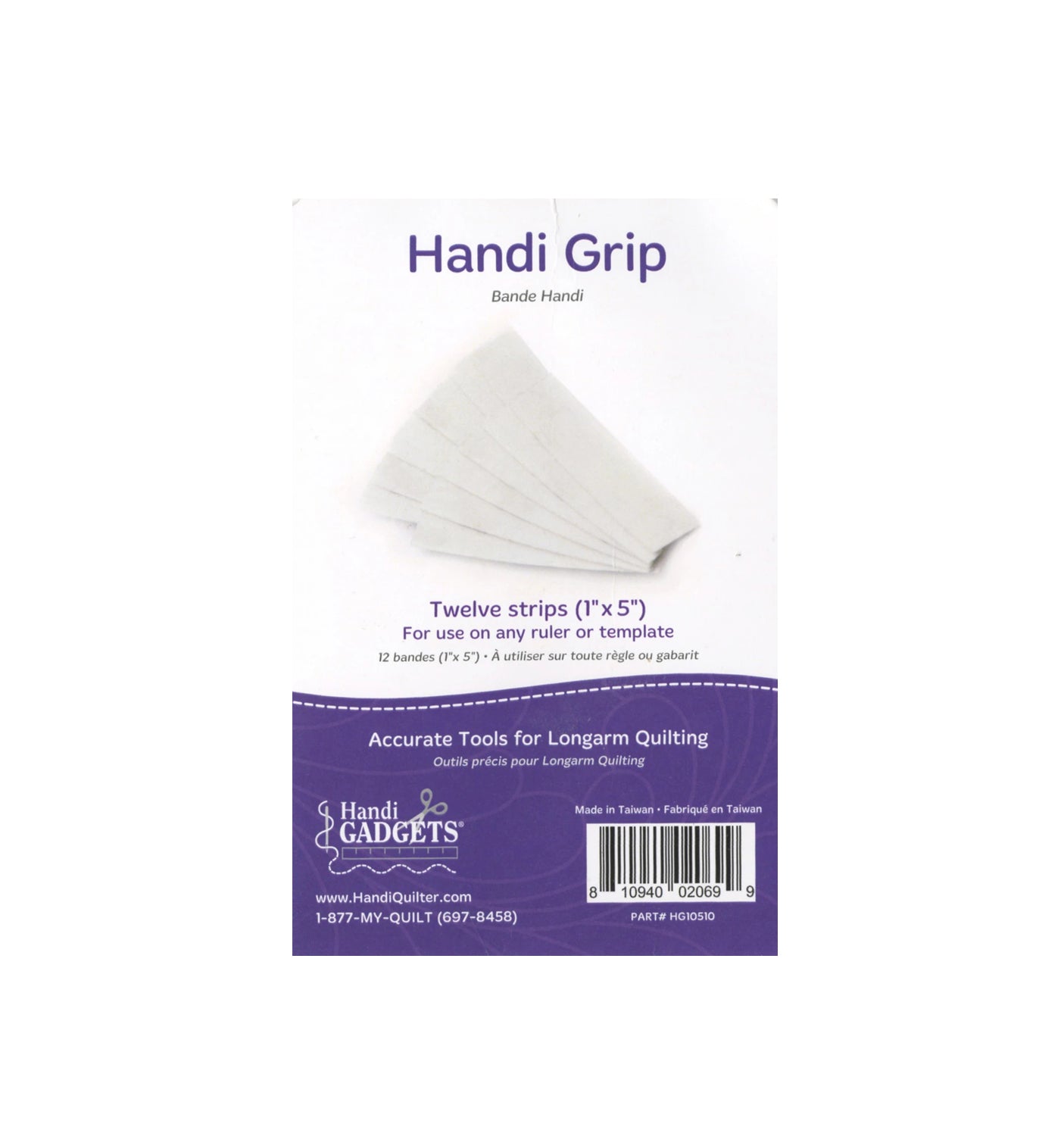 Handi Grip-Twelve 1" x 5" Strips-Apply to Back of Ruler or Templates to Kee