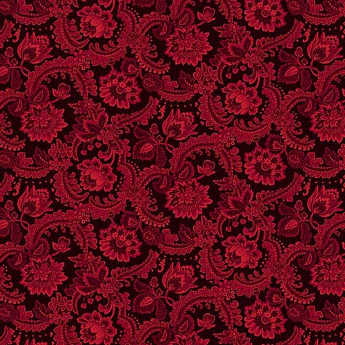 Scrap Basket Favorites - Fancy Foulard - Cranberry - red damask - Kim Diehl