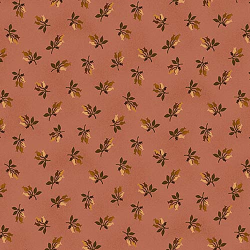 Chocolate Covered Cherries - Sprigged Blooms - Pink - brown sprigs on pink