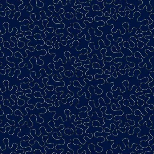 Love Struck - Dotted Stipple - Navy - lt teal meander on dk blue - Kim Diehl