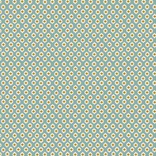 Love Struck - Fluffy Clouds -Aqua - cream & olive ditsy on aqua - Kim Diehl