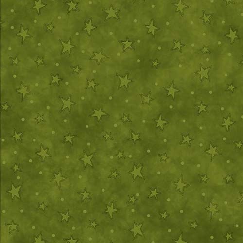 Starry Basics - Green - green stars on green - (Hat on a Cat)