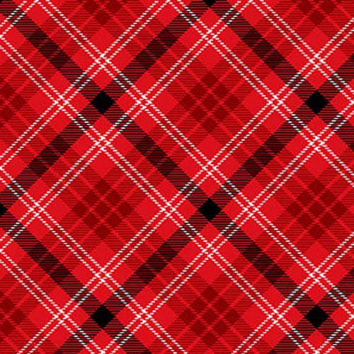 Snow Crew Flannel - Bias Plaid- Red - red, black & white plaid