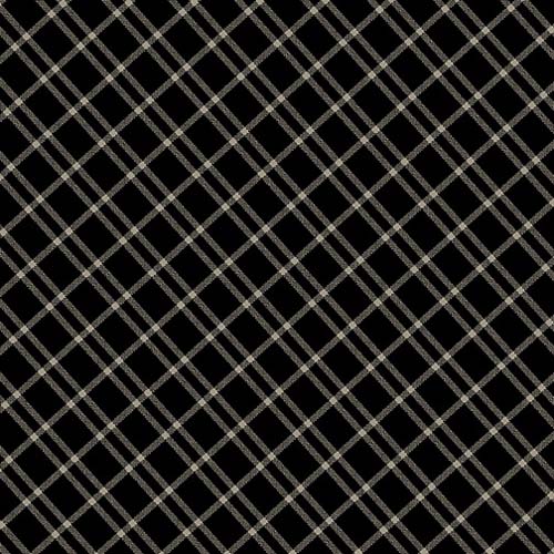 Flannel - Bee Humble - Windowpane - Black - gray windowpane plaid on black