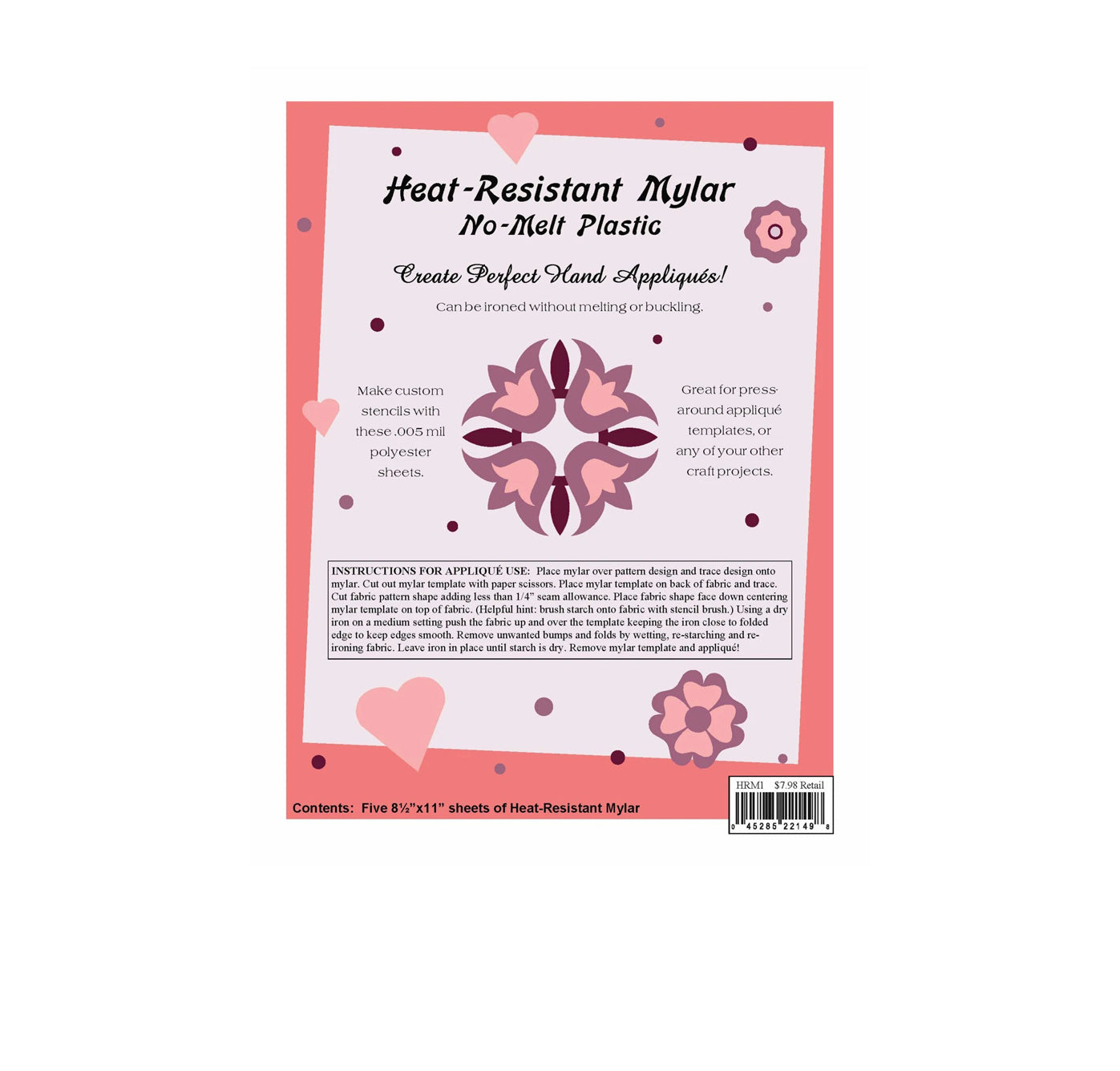 Heat Resistant Mylar - no melt plastic - 5 8.5x11 sheets