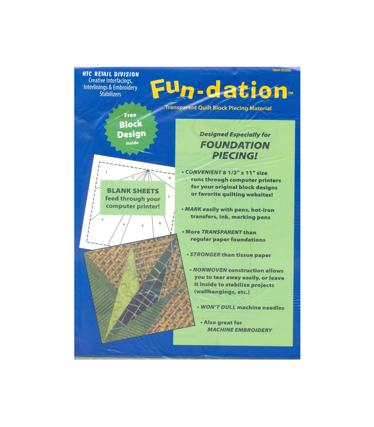 Fun-dation - transparent quilt block piecing material - 25 8.5 x 11