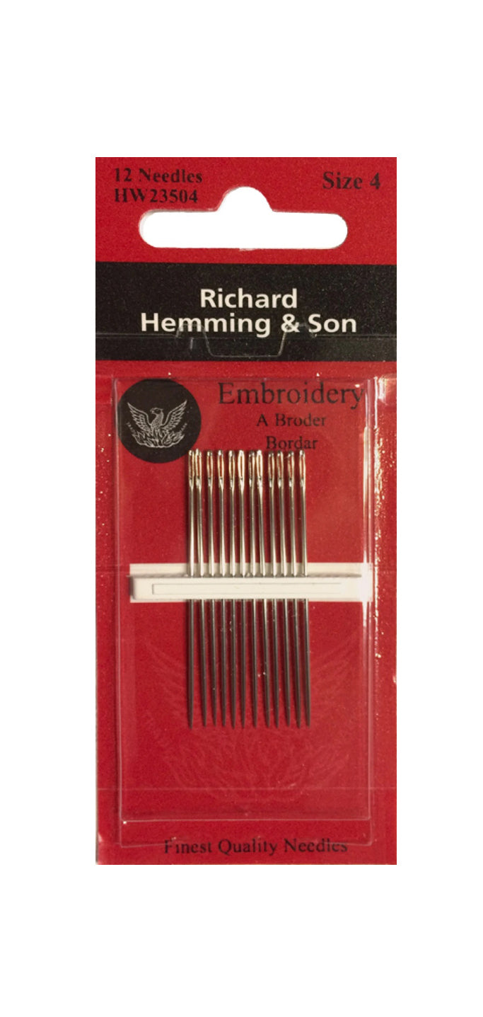 Richard Hemming & Sons Needles - Embroidery - size 4 - 12 needles