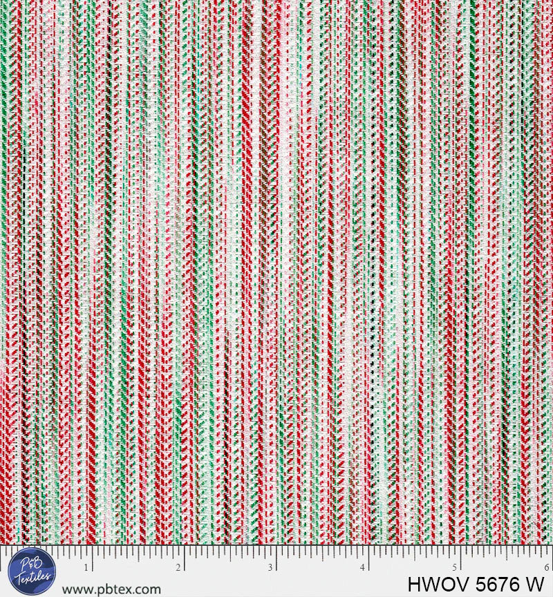Holiday Wovens - White/Gray Christmas Stripe