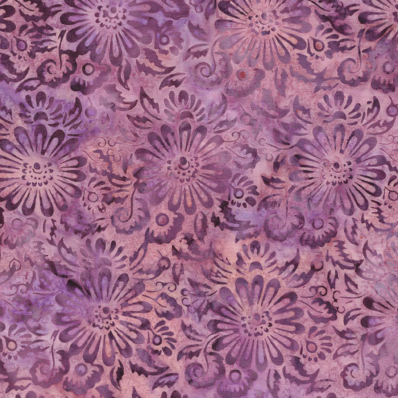 Songbird Batik - Medallion Flowers - Purple Foxglove
