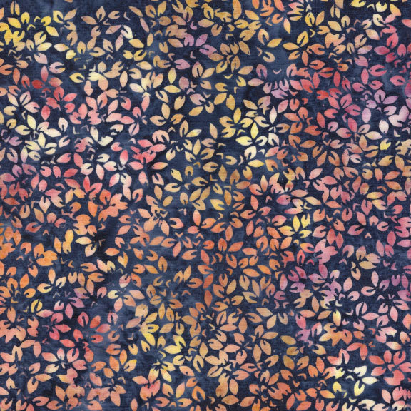 Songbird Batik - Leaf Cluster - Blue Storm