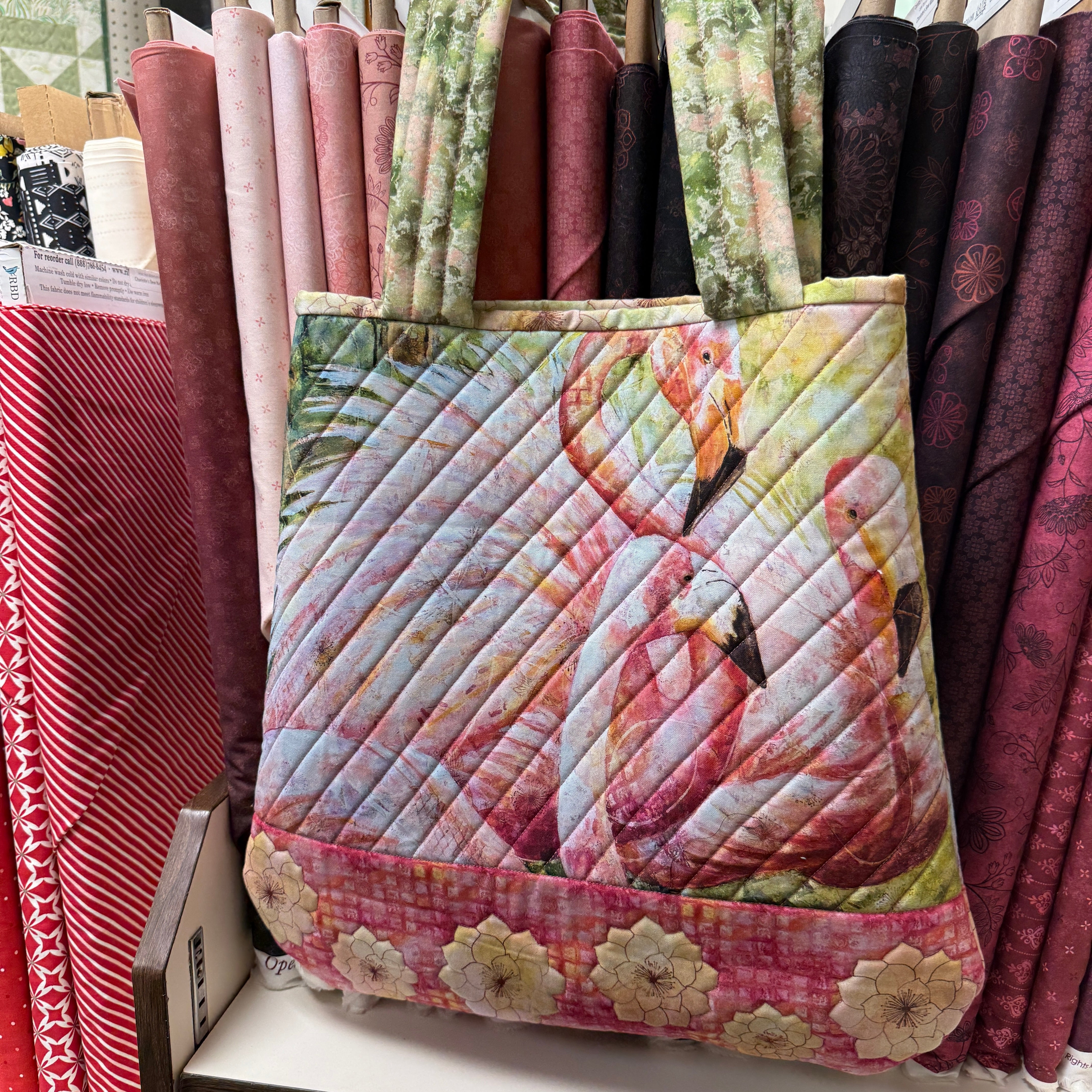 Flamingo Fling - PANEL approx. 45 inches. - shopping bag
