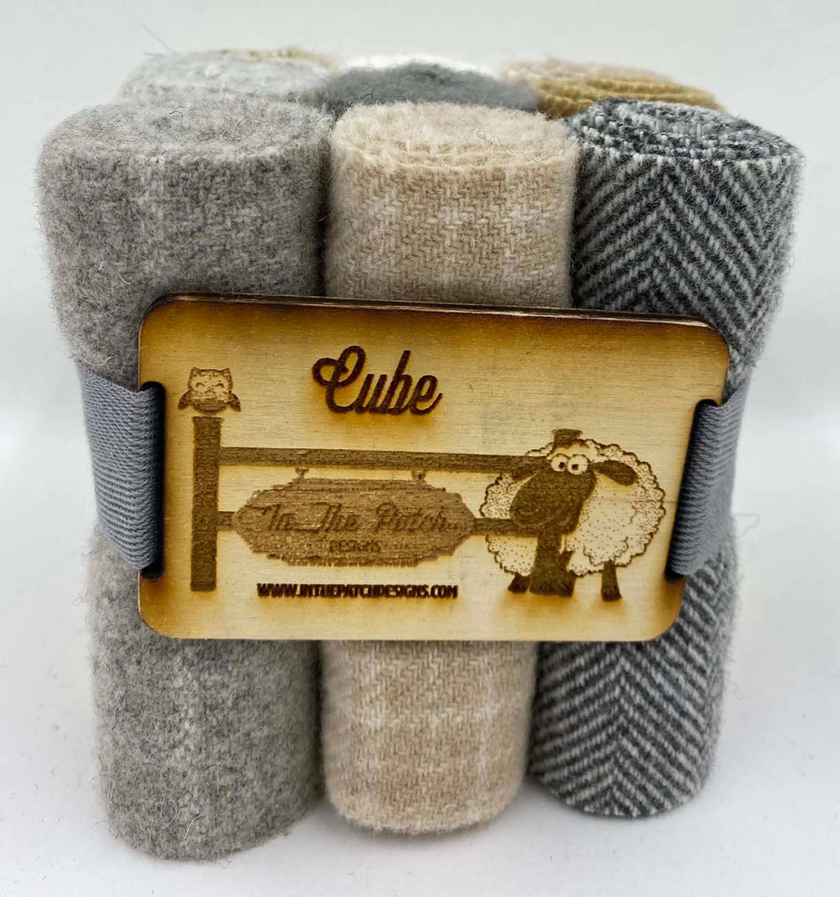 Curler Cube - Neutrals - 9 4 x 16 wool pieces -tans,cream, gray