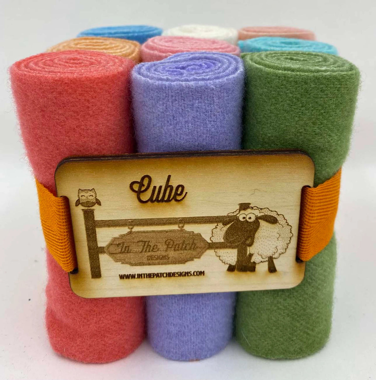 Curler Cube - Pastels - 9 4 x 16 wool pieces -pinks,green,blue,tan