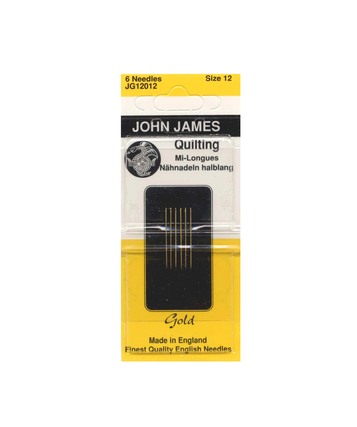 John James size 12 quilting needles - 12 needles - JJ120-12