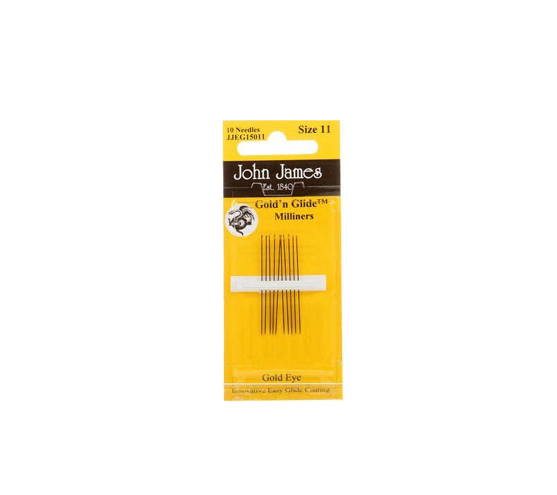 John James Gold 'n Glide Milliner needles -Size 10 - 10 Needles JJEG150 10