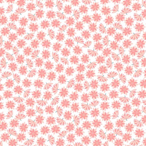 On The Lake - Lillies - Pink - pink water lilies on cream