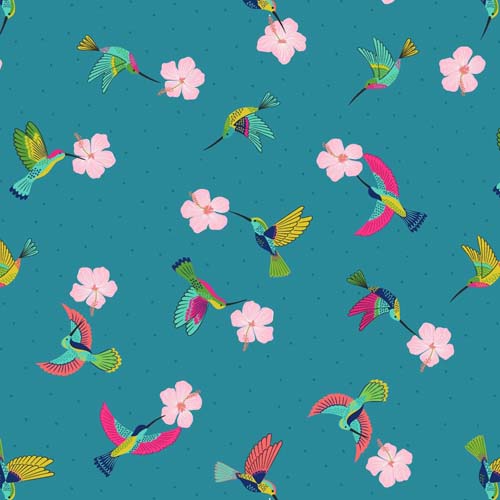 Hibiscus Hummingbird - Scattered hummingbirds - tropical blue - small birds