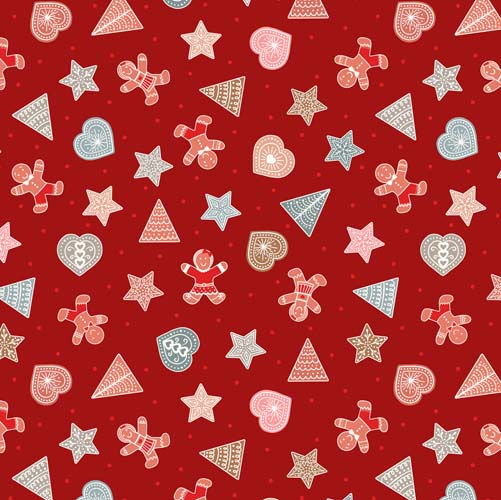 Gingerbread Season - Gingerbread Shapes - Red - colorful cookie shapes on red