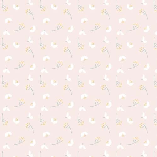 Heart of Summer - Petal play on light blush pink - tossed small white flowers