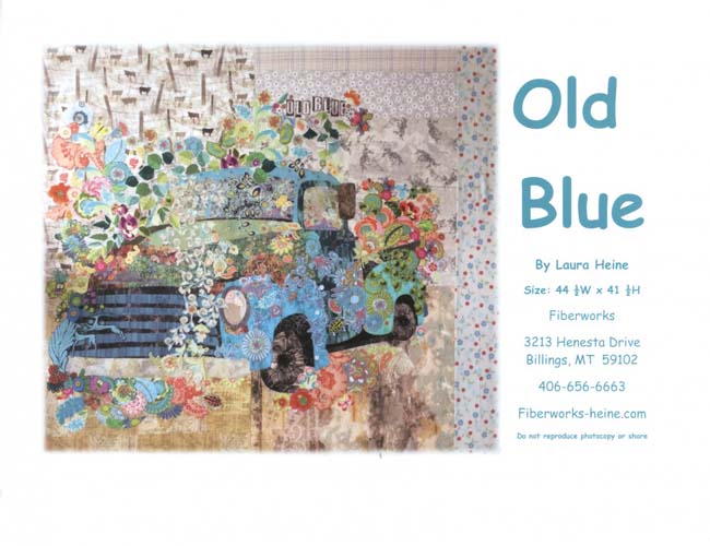 Old Blue - Old Blue Pick-up With a Floral Collage-Size 44.5 x41.5 by Laura H