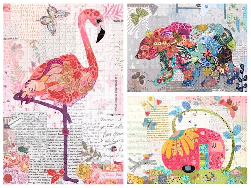 Teeny Tiny Collage Pttns-Grp #3 Flamingo-Bear-Vintage Trailer by Laura Heine,