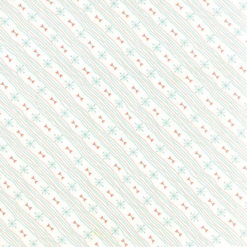 Sweetness Brushed - Flannel - Snow Sky-Snowflake Bias Stripe on Natural by S