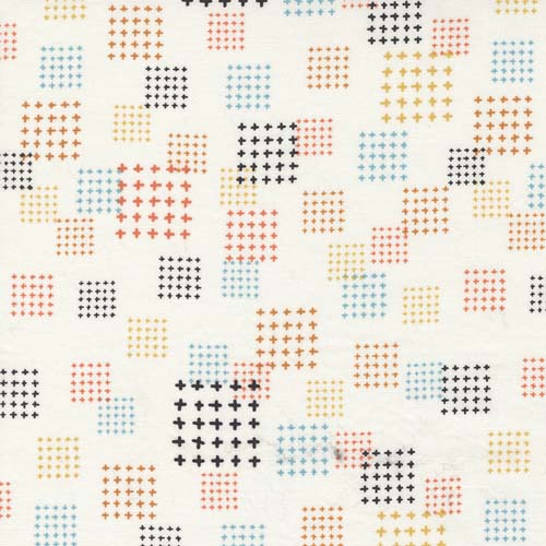 Lazy Afternoon - Stitching - Multicolor crosses in Squares on Vanilla White