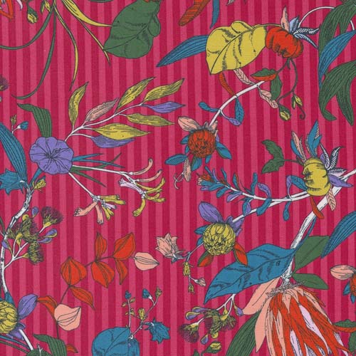 The Lookout - Large Floral - Raspberry - colorful flowers by Jen Kingwell