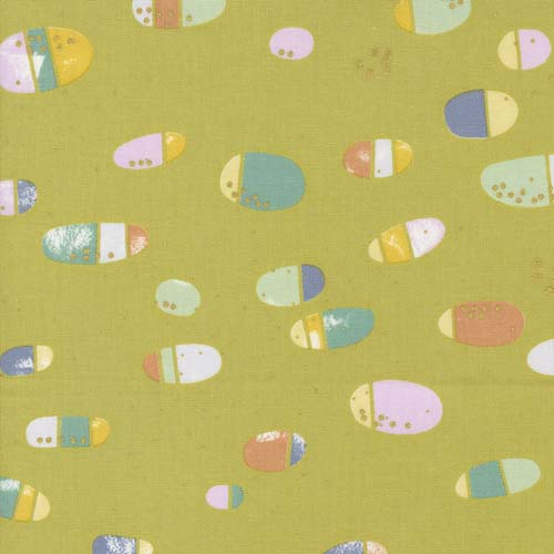 Flirtation - Playful - Zest - multi color ovals on yellow green w/ gold