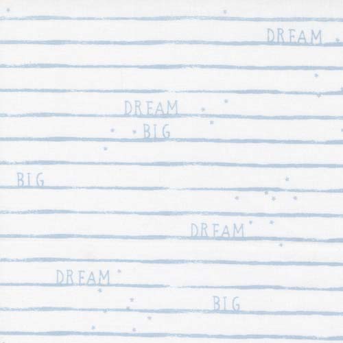 D is For Dream - White/Blue -Dream Big Stripe - blue stripes w/words on white